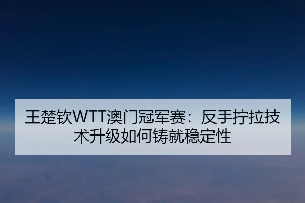 王楚钦WTT澳门冠军赛：反手拧拉技术升级如何铸就稳定性